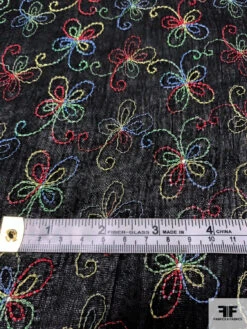 Multicolor Floral Finely Embroidered Cotton Gauze - Black / Multicolor 16 Multicolor Floral Finely Embroidered Cotton Gauze - Black / Multicolor -Fabrics And Fabrics Store 13280 3