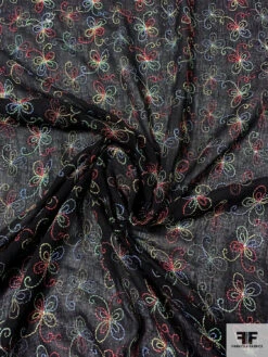 Multicolor Floral Finely Embroidered Cotton Gauze - Black / Multicolor 13 Multicolor Floral Finely Embroidered Cotton Gauze - Black / Multicolor -Fabrics And Fabrics Store 13280 5