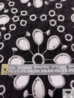 Double-Scalloped Floral Medallion Embroidered Eyelet Cotton Broadcloth - Black / White 16 Double-Scalloped Floral Medallion Embroidered Eyelet Cotton Broadcloth - Black / White -Fabrics And Fabrics Store 13286 3