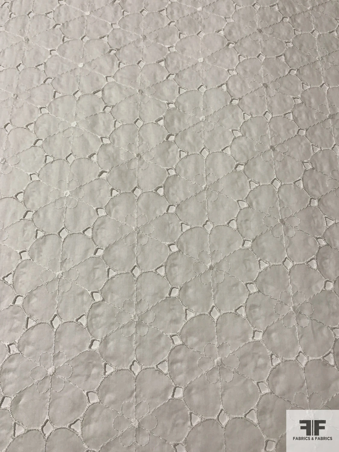 Floral Embroidered Eyelet Cotton Voile - Light Ivory 3 Floral Embroidered Eyelet Cotton Voile - Light Ivory