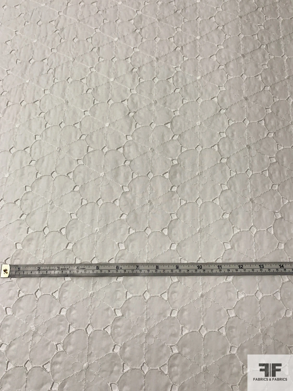 Floral Embroidered Eyelet Cotton Voile - Light Ivory 7 Floral Embroidered Eyelet Cotton Voile - Light Ivory - Image 5