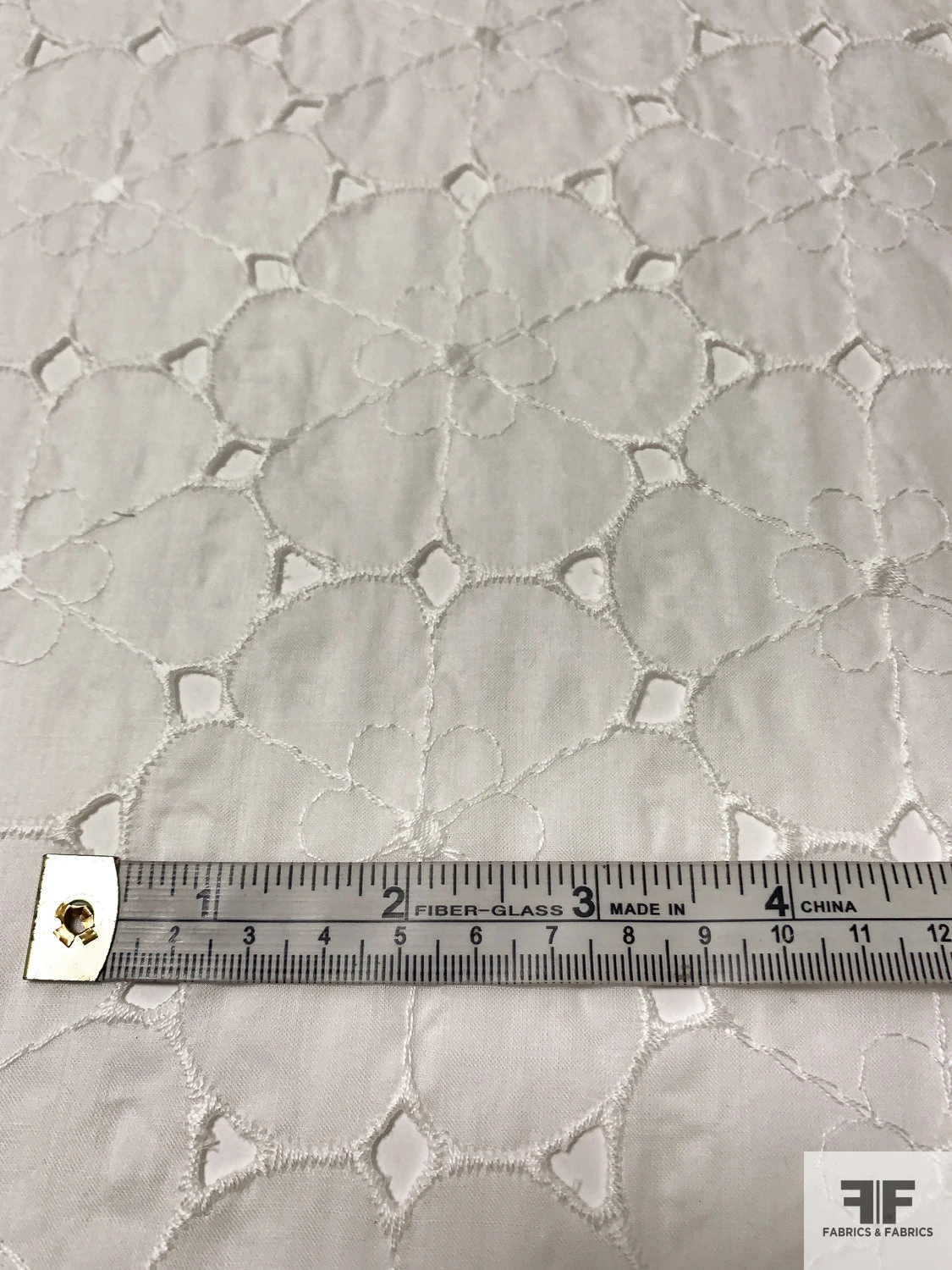 Floral Embroidered Eyelet Cotton Voile - Light Ivory 8 Floral Embroidered Eyelet Cotton Voile - Light Ivory - Image 6