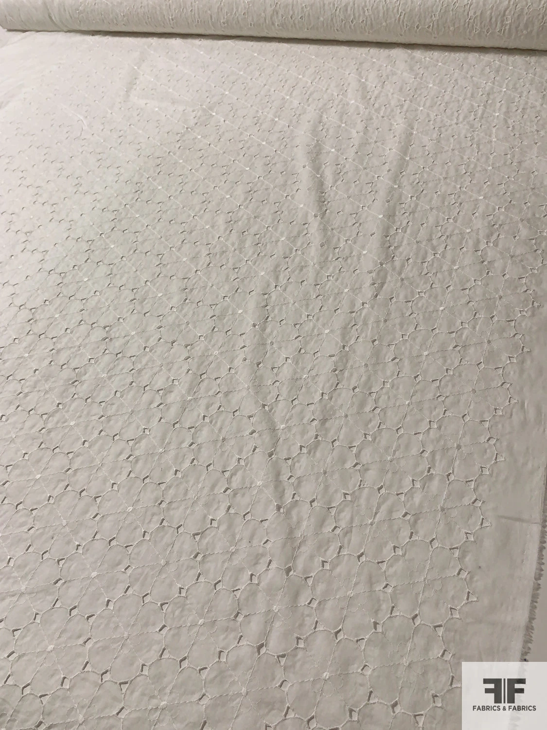 Floral Embroidered Eyelet Cotton Voile - Light Ivory 9 Floral Embroidered Eyelet Cotton Voile - Light Ivory - Image 7