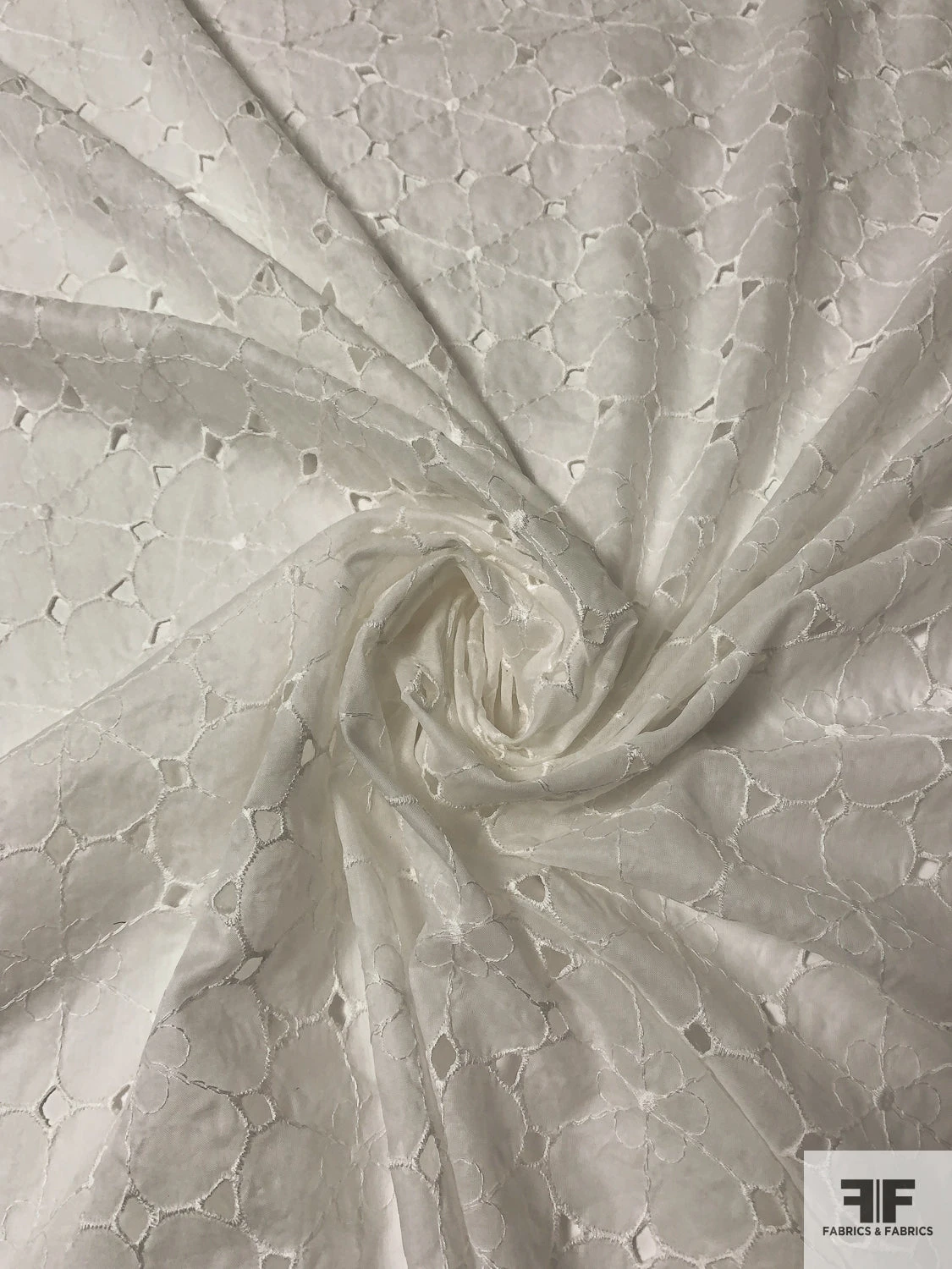 Floral Embroidered Eyelet Cotton Voile - Light Ivory 5 Floral Embroidered Eyelet Cotton Voile - Light Ivory - Image 3