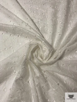 Floral Embroidered Eyelet Cotton Voile - Light Ivory 14 Floral Embroidered Eyelet Cotton Voile - Light Ivory -Fabrics And Fabrics Store 13289 6