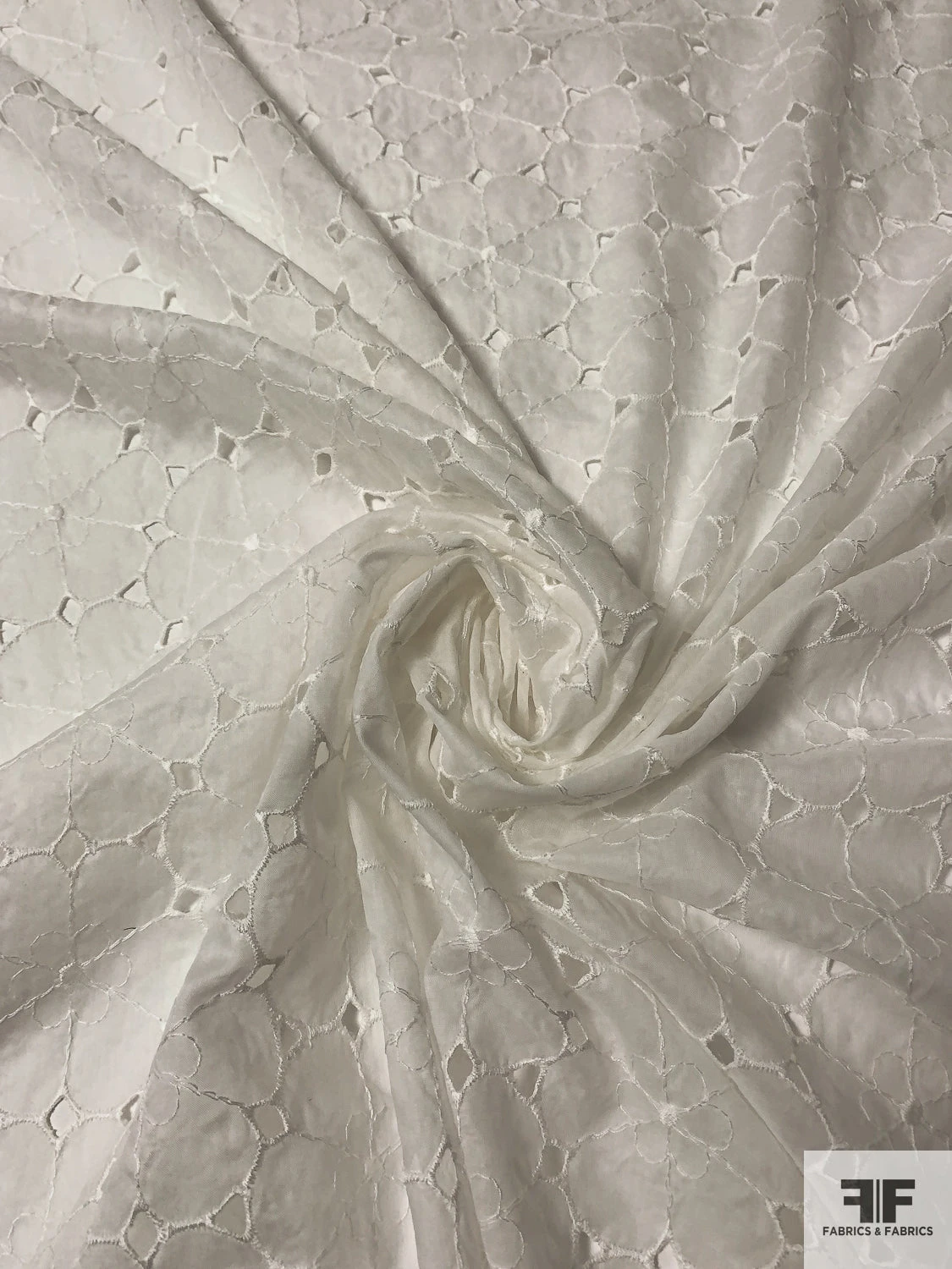 Floral Embroidered Eyelet Cotton Voile - Light Ivory 6 Floral Embroidered Eyelet Cotton Voile - Light Ivory - Image 4