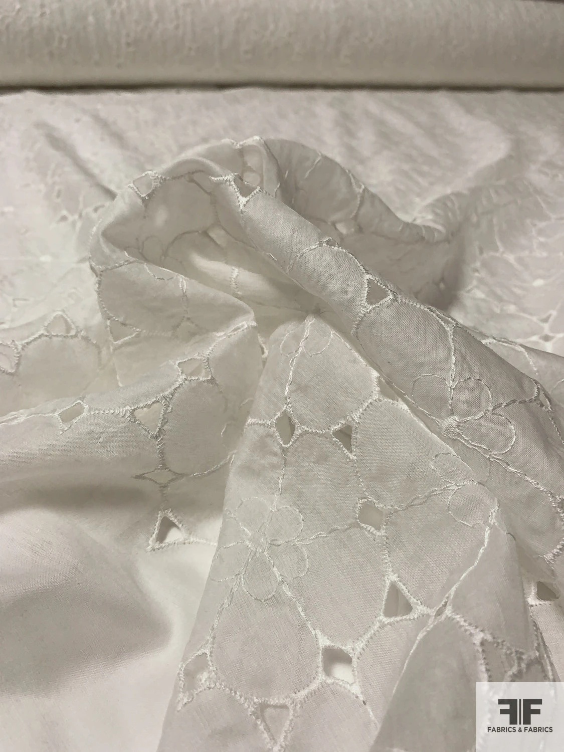 Floral Embroidered Eyelet Cotton Voile - Light Ivory 10 Floral Embroidered Eyelet Cotton Voile - Light Ivory - Image 8