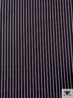 Vertical Striped Yarn-Dyed Stretch Cotton Twill - Black / Magenta / White -Fabrics And Fabrics Store 13303 1