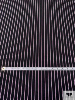 Vertical Striped Yarn-Dyed Stretch Cotton Twill - Black / Magenta / White -Fabrics And Fabrics Store 13303 2