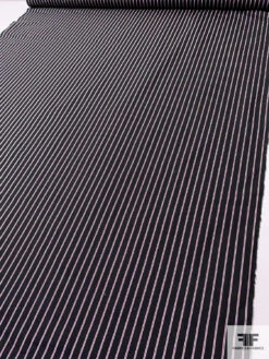 Vertical Striped Yarn-Dyed Stretch Cotton Twill - Black / Magenta / White -Fabrics And Fabrics Store 13303 4