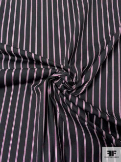 Vertical Striped Yarn-Dyed Stretch Cotton Twill - Black / Magenta / White -Fabrics And Fabrics Store 13303 6