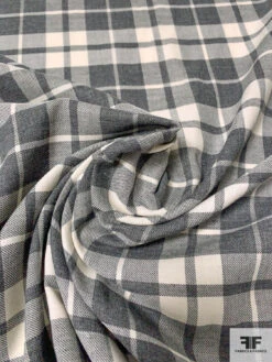 Plaid Yarn-Dyed Cotton Shirting - Grey / Ivory 17 Plaid Yarn-Dyed Cotton Shirting - Grey / Ivory -Fabrics And Fabrics Store 13307 7