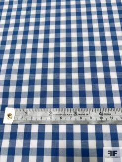 Gingham Check Yarn-Dyed Fine Cotton Shirting - Royal Blue / Off-White -Fabrics And Fabrics Store 13316 3
