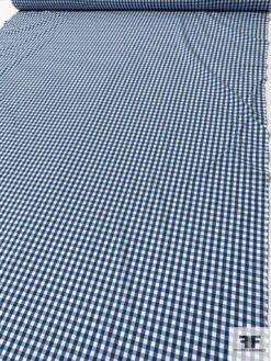 Gingham Check Yarn-Dyed Fine Cotton Shirting - Royal Blue / Off-White -Fabrics And Fabrics Store 13316 4