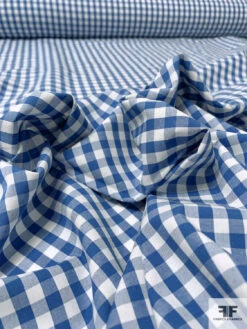 Gingham Check Yarn-Dyed Fine Cotton Shirting - Royal Blue / Off-White -Fabrics And Fabrics Store 13316 8