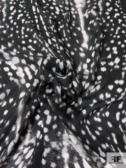 Prabal Gurung Animal Pattern Printed Satin Silk Chiffon - Black / White 12 Prabal Gurung Animal Pattern Printed Satin Silk Chiffon - Black / White -Fabrics And Fabrics Store 13330 6