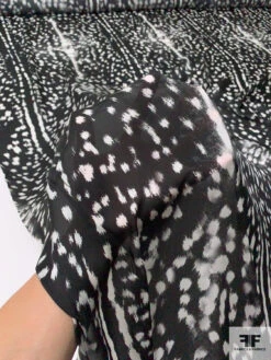 Prabal Gurung Animal Pattern Printed Satin Silk Chiffon - Black / White 17 Prabal Gurung Animal Pattern Printed Satin Silk Chiffon - Black / White -Fabrics And Fabrics Store 13330 8