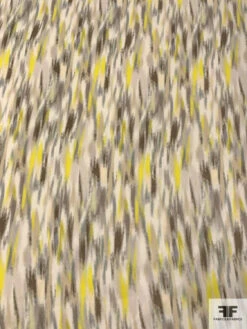 Prabal Gurung Hazy Abstract Printed Heavy Silk Georgette - Bright Yellow / Greys / Sage / Ivory -Fabrics And Fabrics Store 13379 1