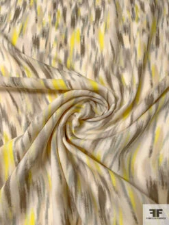 Prabal Gurung Hazy Abstract Printed Heavy Silk Georgette - Bright Yellow / Greys / Sage / Ivory -Fabrics And Fabrics Store 13379 6