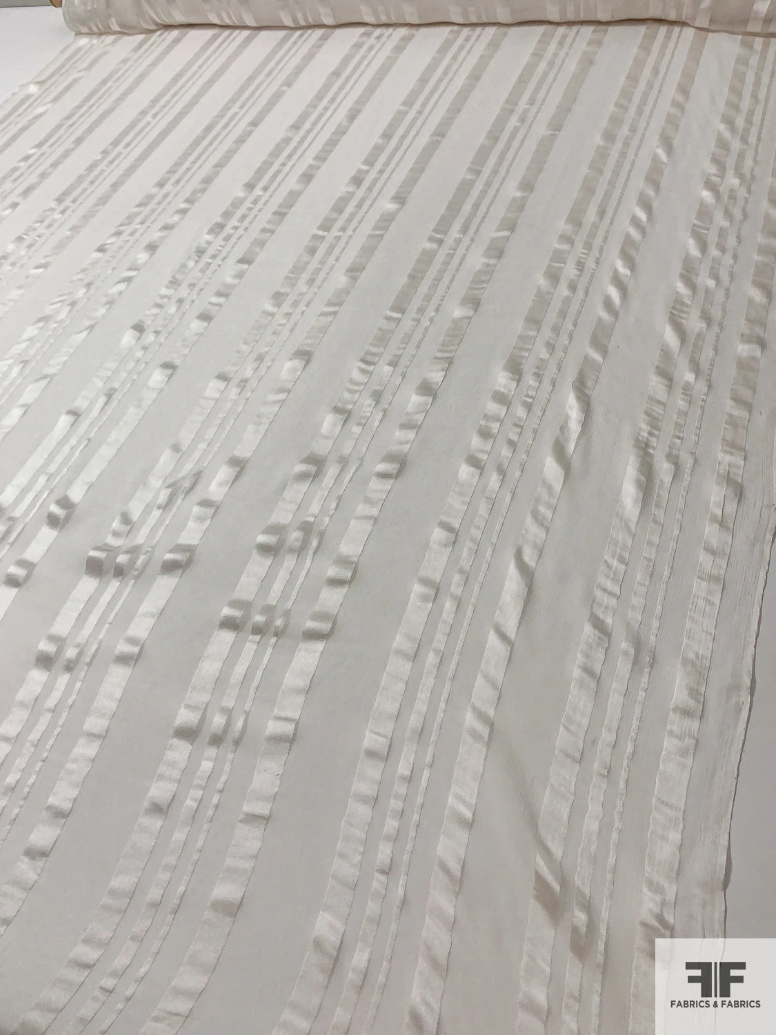 Prabal Gurung Satin Striped Crinkled Silk Chiffon - White 9 Prabal Gurung Satin Striped Crinkled Silk Chiffon - White - Image 7