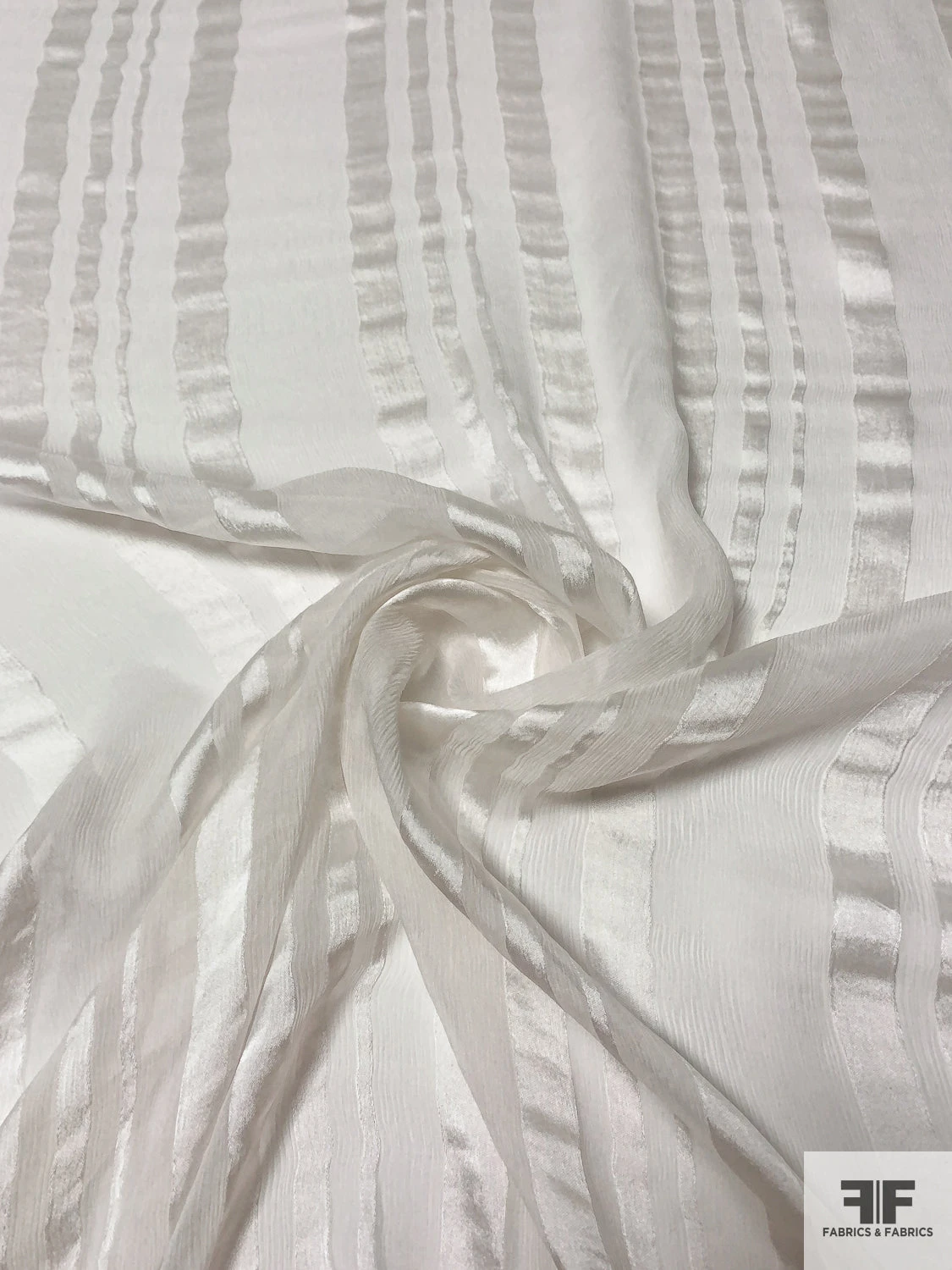 Prabal Gurung Satin Striped Crinkled Silk Chiffon - White 5 Prabal Gurung Satin Striped Crinkled Silk Chiffon - White - Image 3