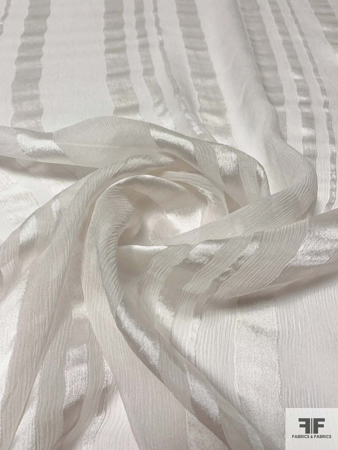 Prabal Gurung Satin Striped Crinkled Silk Chiffon - White 10 Prabal Gurung Satin Striped Crinkled Silk Chiffon - White - Image 8