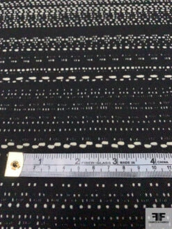 Italian Prabal Gurung Dot Striped Printed Stretch Virgin Wool Suiting - Black / Ivory 14 Italian Prabal Gurung Dot Striped Printed Stretch Virgin Wool Suiting - Black / Ivory -Fabrics And Fabrics Store 13428 3