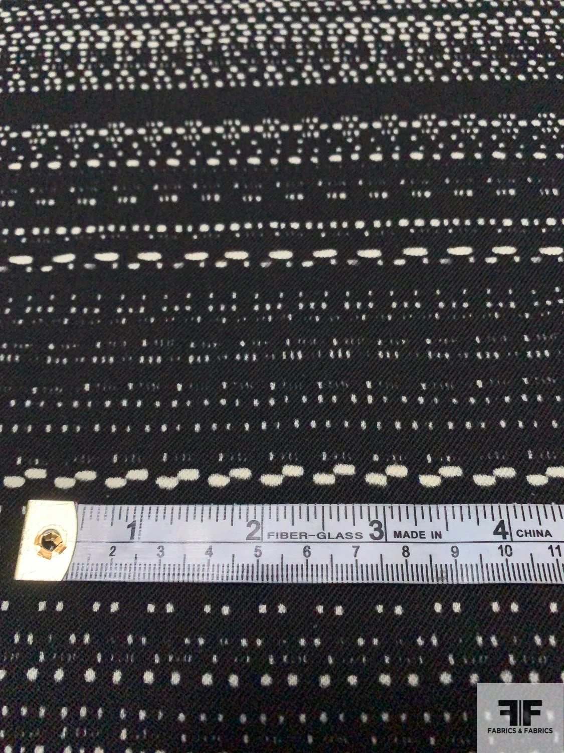 Italian Prabal Gurung Dot Striped Printed Stretch Virgin Wool Suiting - Black / Ivory 7 Italian Prabal Gurung Dot Striped Printed Stretch Virgin Wool Suiting - Black / Ivory - Image 5