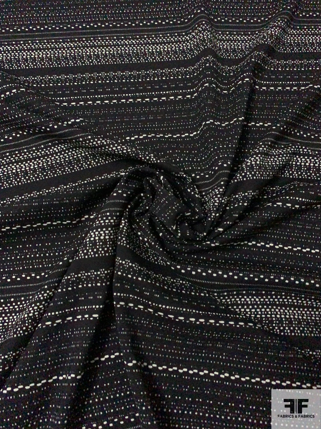 Italian Prabal Gurung Dot Striped Printed Stretch Virgin Wool Suiting - Black / Ivory 5 Italian Prabal Gurung Dot Striped Printed Stretch Virgin Wool Suiting - Black / Ivory - Image 3