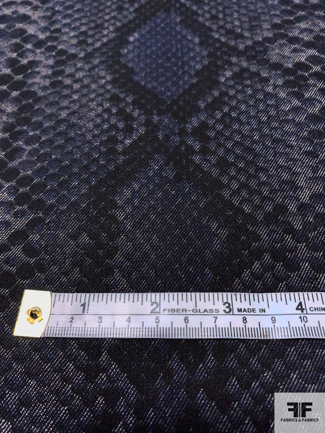 Reptile Pattern Printed Stretch Cotton Denim - Denim Navy / Black / Light Grey 8 Reptile Pattern Printed Stretch Cotton Denim - Denim Navy / Black / Light Grey - Image 6