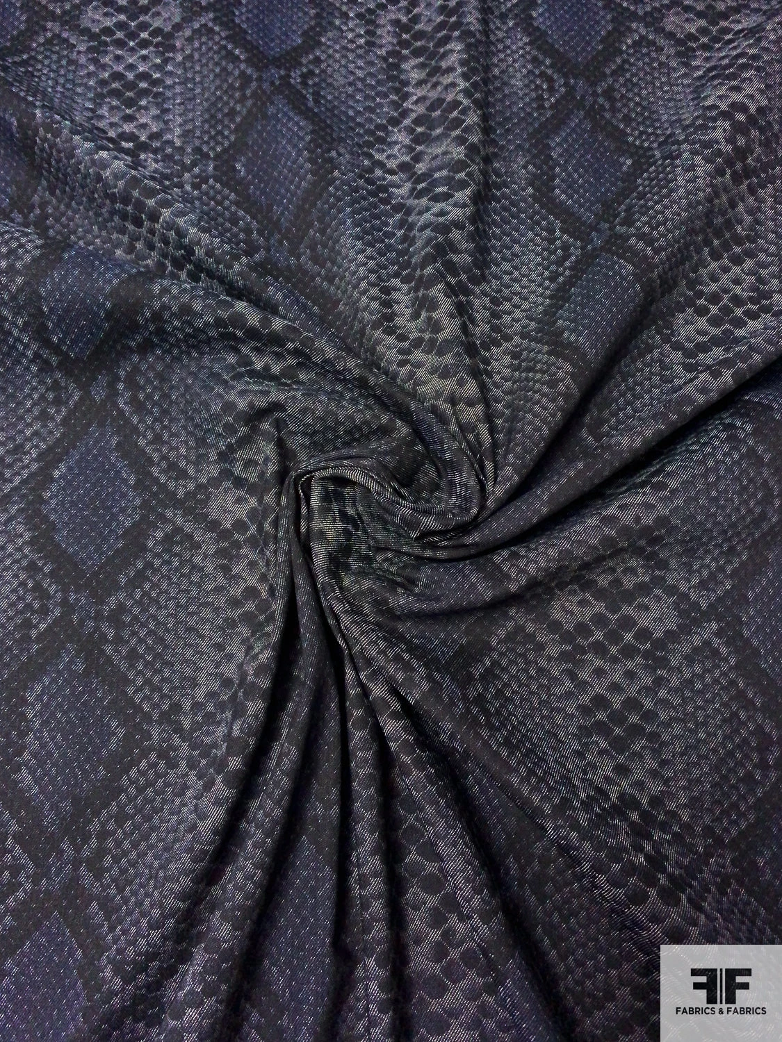 Reptile Pattern Printed Stretch Cotton Denim - Denim Navy / Black / Light Grey 3 Reptile Pattern Printed Stretch Cotton Denim - Denim Navy / Black / Light Grey