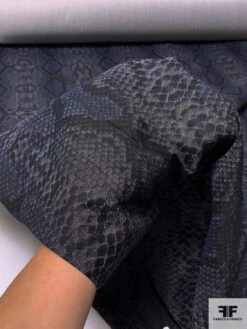 Reptile Pattern Printed Stretch Cotton Denim - Denim Navy / Black / Light Grey 17 Reptile Pattern Printed Stretch Cotton Denim - Denim Navy / Black / Light Grey -Fabrics And Fabrics Store 13519 8