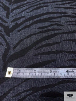 Tiger Pattern Printed Stretch Cotton Denim - Denim Navy / Black / Light Grey -Fabrics And Fabrics Store 13520 3