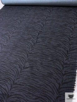 Tiger Pattern Printed Stretch Cotton Denim - Denim Navy / Black / Light Grey