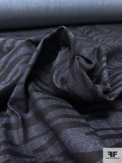 Tiger Pattern Printed Stretch Cotton Denim - Denim Navy / Black / Light Grey -Fabrics And Fabrics Store 13520 8
