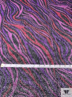 Italian Prabal Gurung Wavy Striations Printed Burnout Velvet - Purple / Dusty Pink / Merlot / Black -Fabrics And Fabrics Store 13529 2