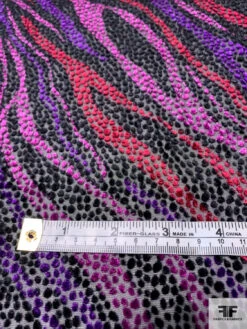Italian Prabal Gurung Wavy Striations Printed Burnout Velvet - Purple / Dusty Pink / Merlot / Black -Fabrics And Fabrics Store 13529 3