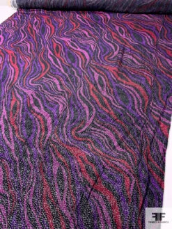 Italian Prabal Gurung Wavy Striations Printed Burnout Velvet - Purple / Dusty Pink / Merlot / Black -Fabrics And Fabrics Store 13529 4