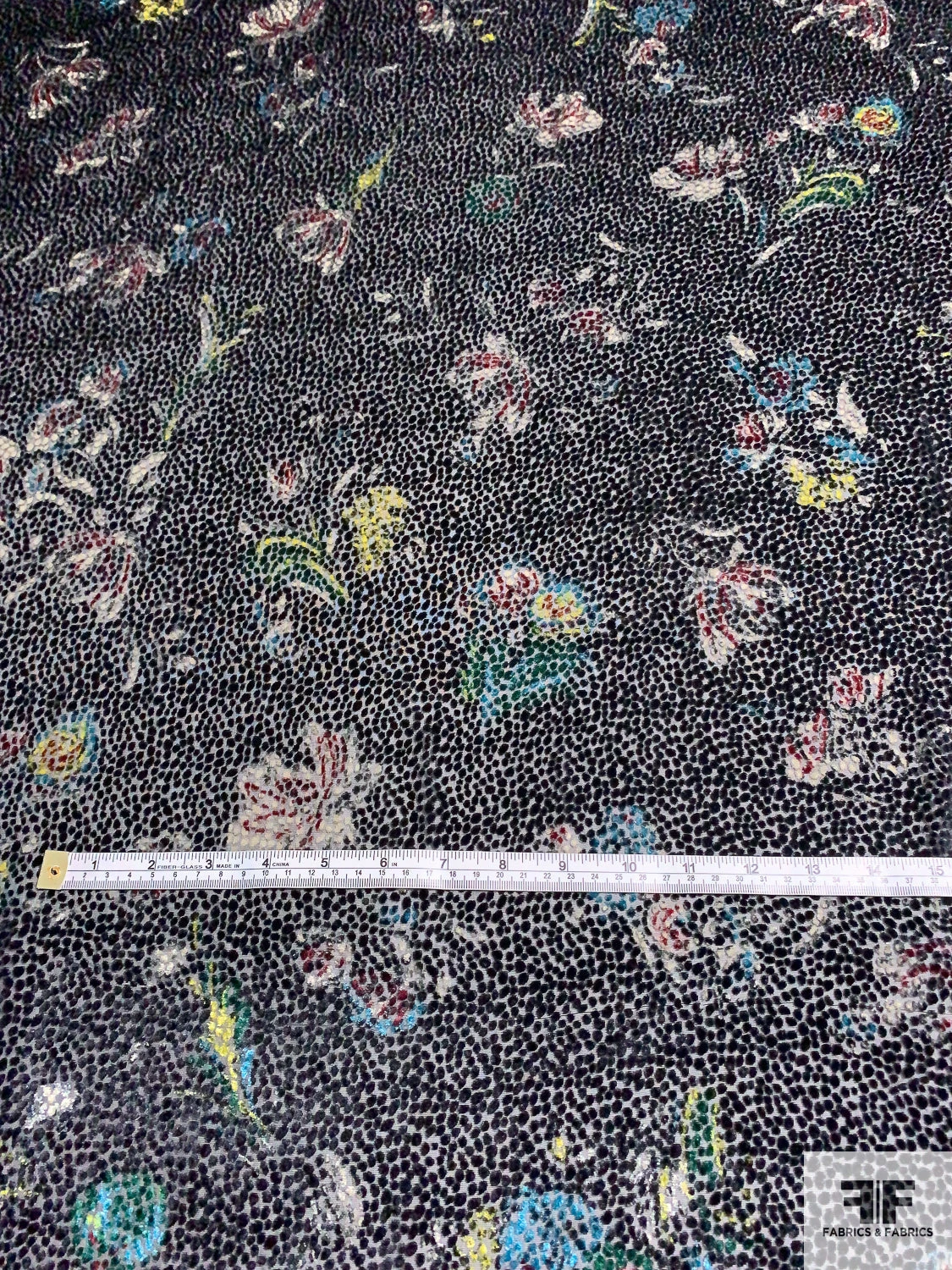 Italian Prabal Gurung Floral Bouquet Printed Burnout Velvet - Black / Multicolor 8 Italian Prabal Gurung Floral Bouquet Printed Burnout Velvet - Black / Multicolor - Image 6