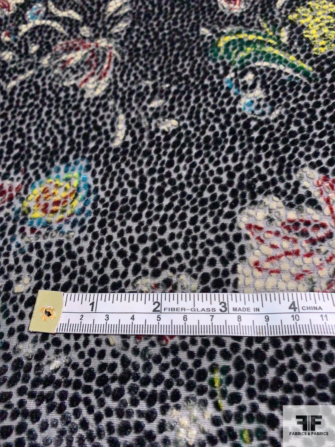 Italian Prabal Gurung Floral Bouquet Printed Burnout Velvet - Black / Multicolor 9 Italian Prabal Gurung Floral Bouquet Printed Burnout Velvet - Black / Multicolor - Image 7