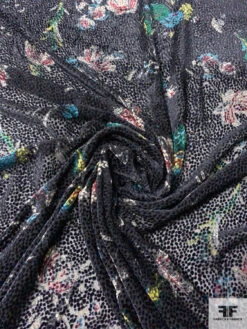 Italian Prabal Gurung Floral Bouquet Printed Burnout Velvet - Black / Multicolor 11 Italian Prabal Gurung Floral Bouquet Printed Burnout Velvet - Black / Multicolor -Fabrics And Fabrics Store 13532 5