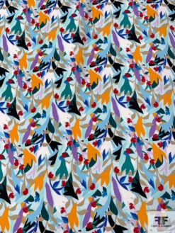 Italian Prabal Gurung Angular Floral Printed Heavy Silk Georgette - Multicolor -Fabrics And Fabrics Store 13534 1