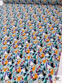 Italian Prabal Gurung Angular Floral Printed Heavy Silk Georgette - Multicolor -Fabrics And Fabrics Store 13534 4