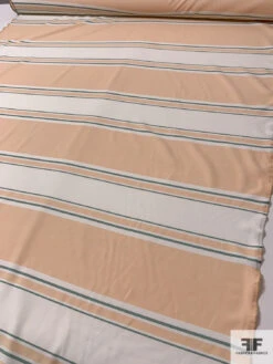 Horizontal Multi-Size Striped Stretch Cotton-Poly Suiting - Peachy Nude / Sage / Off-White 11 Horizontal Multi-Size Striped Stretch Cotton-Poly Suiting - Peachy Nude / Sage / Off-White -Fabrics And Fabrics Store 13593 4