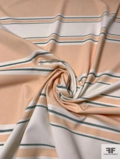 Horizontal Multi-Size Striped Stretch Cotton-Poly Suiting - Peachy Nude / Sage / Off-White 12 Horizontal Multi-Size Striped Stretch Cotton-Poly Suiting - Peachy Nude / Sage / Off-White -Fabrics And Fabrics Store 13593 6