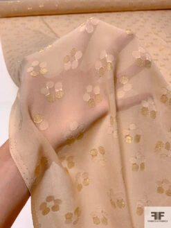 Polka Dot Grouped Silk And Lurex Chiffon - Nude / Gold -Fabrics And Fabrics Store 13673 8