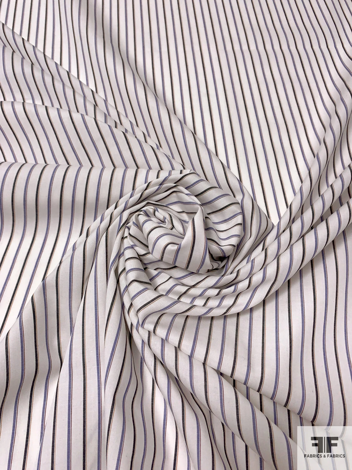Made In Japan Yarn-Dyed Vertical Striped Cotton Shirting - Off-White / Denim Grey / Lavender 4 Made In Japan Yarn-Dyed Vertical Striped Cotton Shirting - Off-White / Denim Grey / Lavender - Image 2