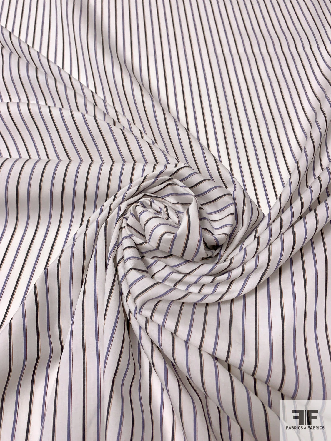 Made In Japan Yarn-Dyed Vertical Striped Cotton Shirting - Off-White / Denim Grey / Lavender 5 Made In Japan Yarn-Dyed Vertical Striped Cotton Shirting - Off-White / Denim Grey / Lavender - Image 3