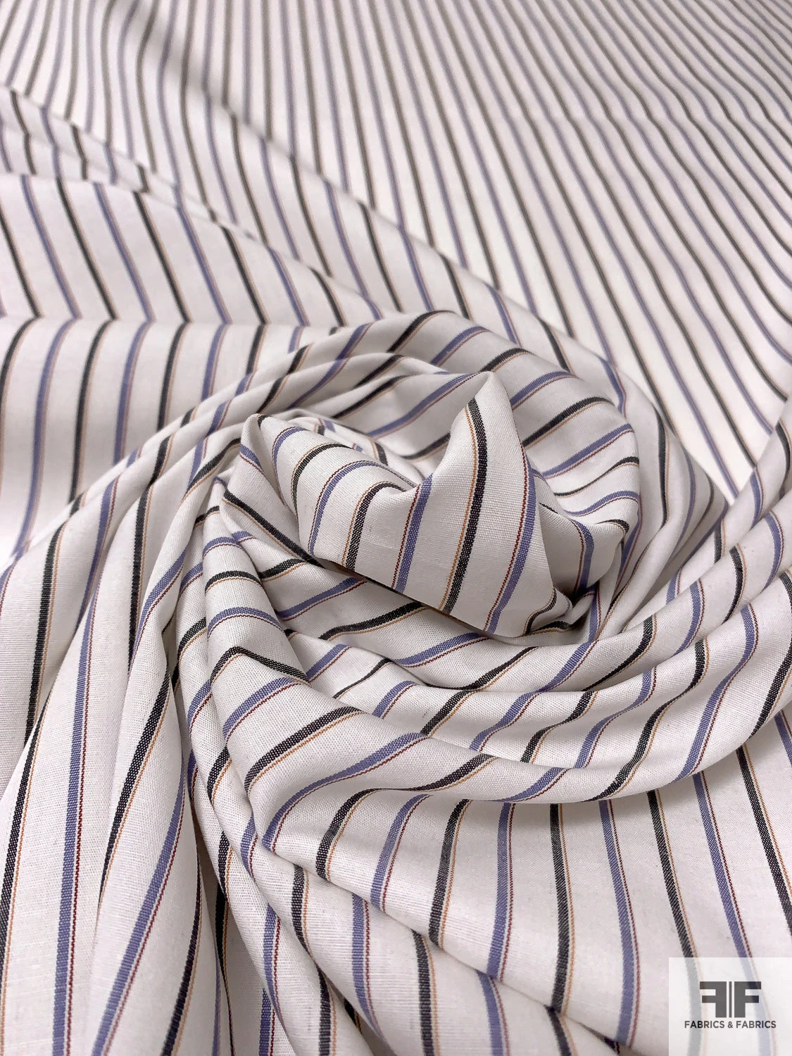 Made In Japan Yarn-Dyed Vertical Striped Cotton Shirting - Off-White / Denim Grey / Lavender 3 Made In Japan Yarn-Dyed Vertical Striped Cotton Shirting - Off-White / Denim Grey / Lavender