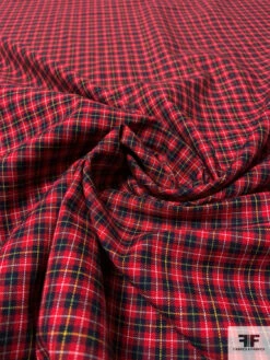 Made In Japan Yarn-Dyed Gingham Plaid Cotton Shirting - Red / Navy / Tangerine / White